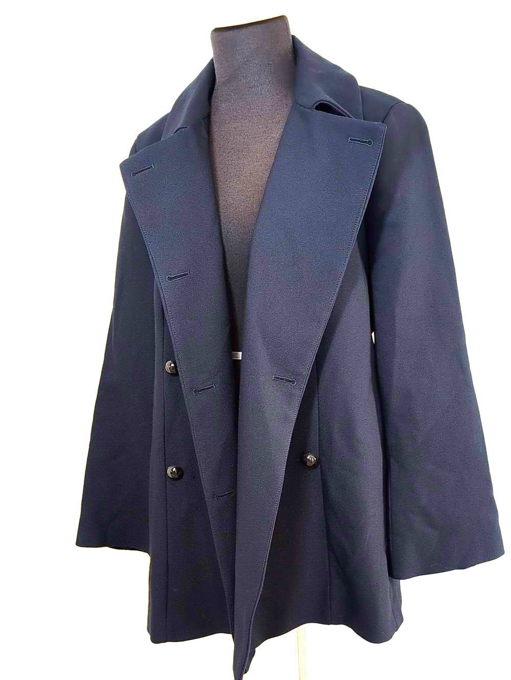 Zara Woman Navy Blue Double-Breasted Peacoat